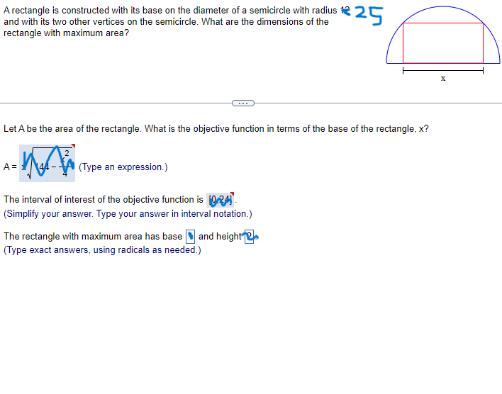Solved A rectangle is constructed with its base on the | Chegg.com