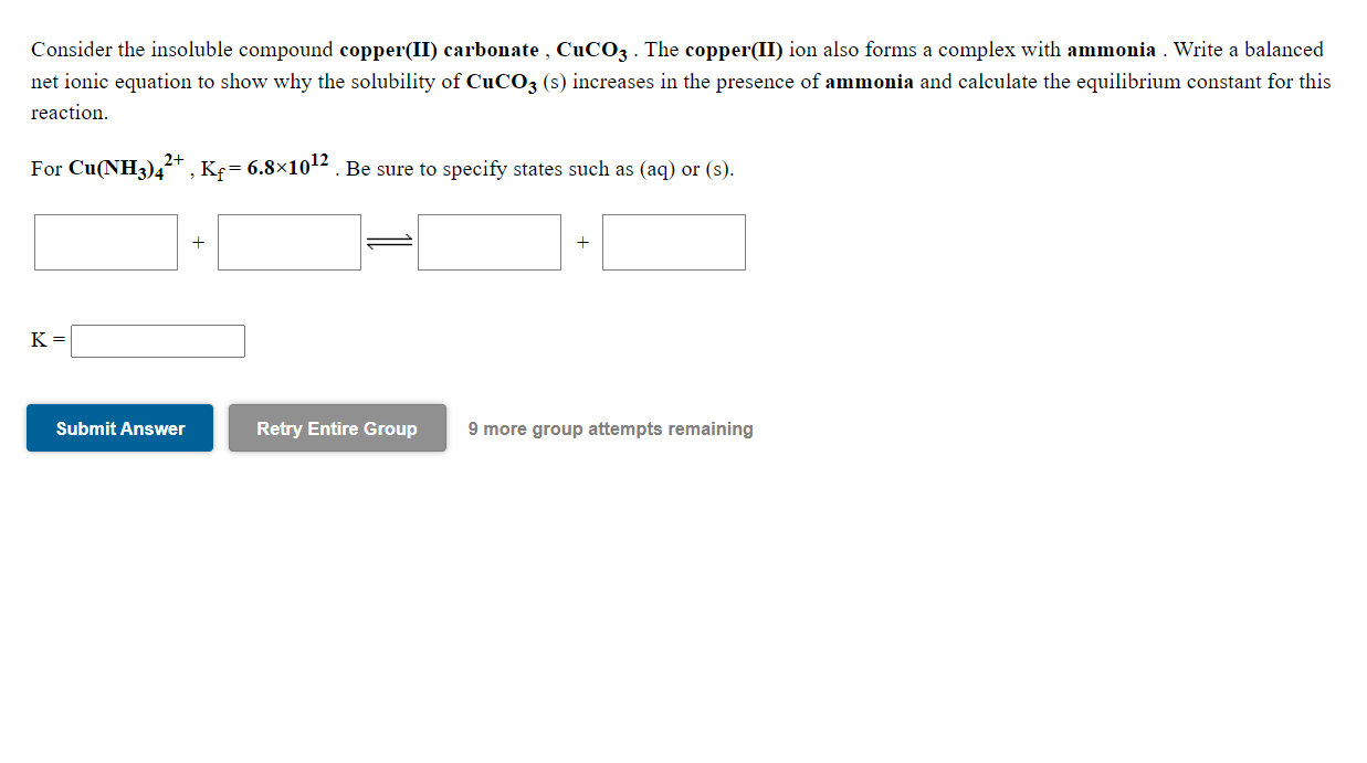 Solved Consider the insoluble compound copper(II) carbonate