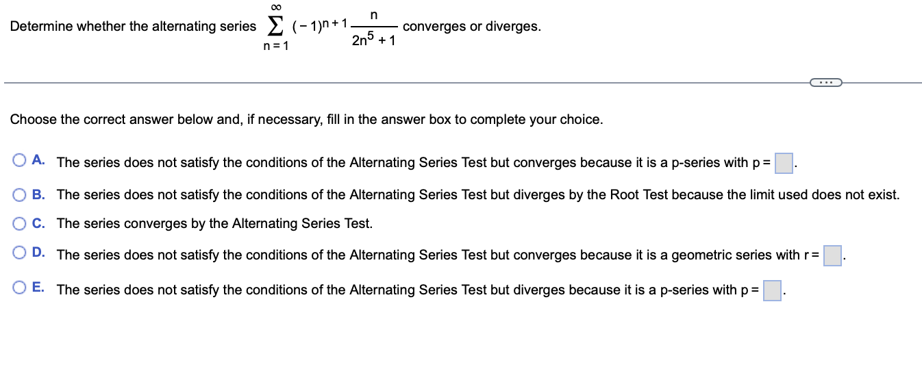 Solved Determine whether the alternating series \\( | Chegg.com