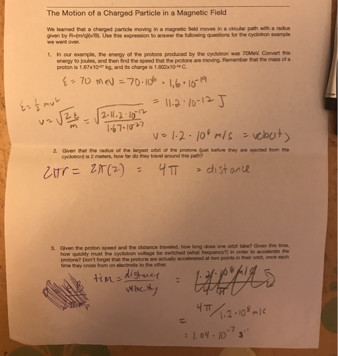 Solved The Motion of a Charged Particle in a Magnetic Field | Chegg.com