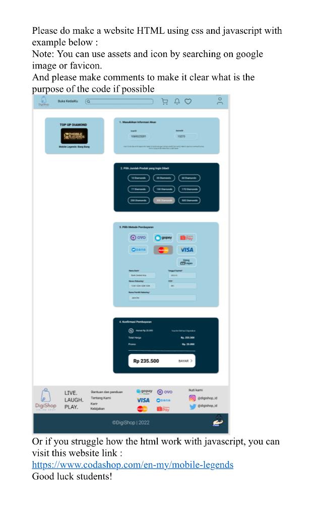 Solved a Please do make a website HTML using css and | Chegg.com