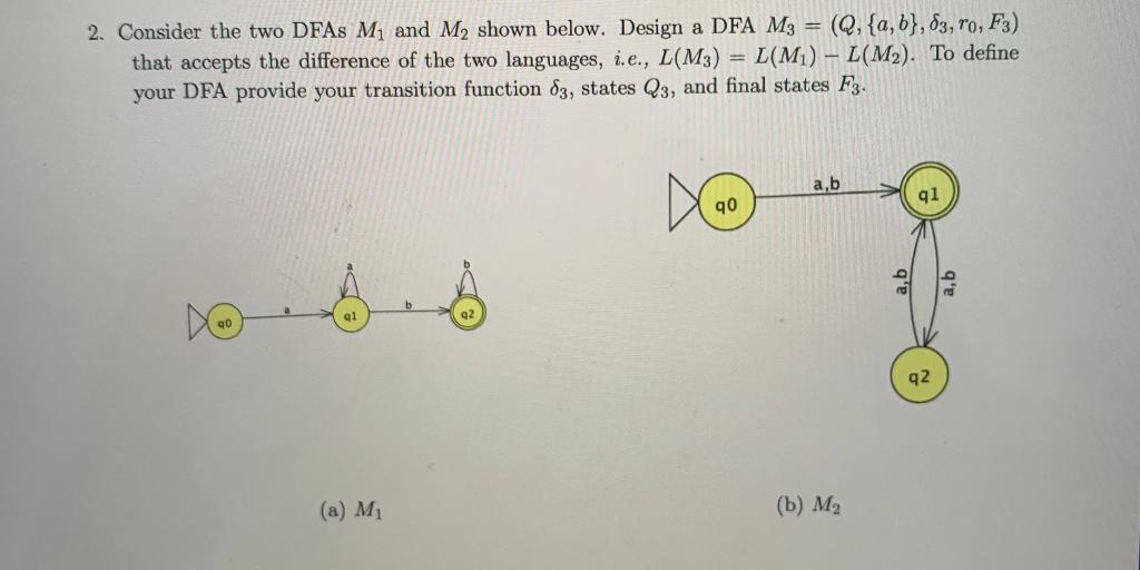 Solved 2 Consider The Two Dfas M And M2 Shown Below Des Chegg Com