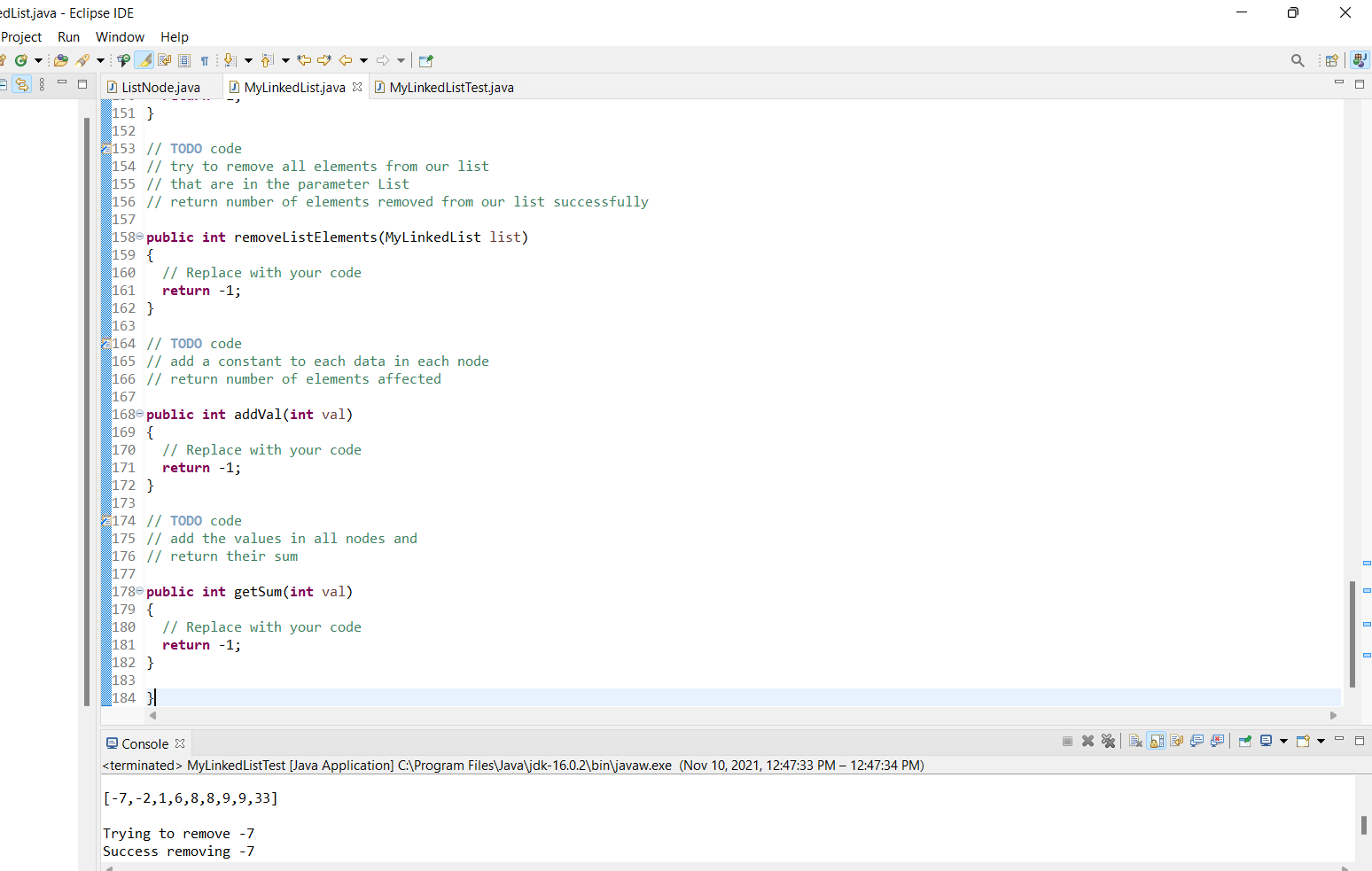 Solved - O x A嗯 回 T a 型。 tao 日 ed List.java - Eclipse IDE | Chegg.com