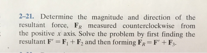 Solved 2-21. Determine The Magnitude And Direction Of The | Chegg.com