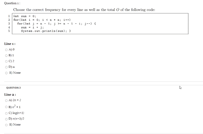 Solved Question 1: Choose The Correct Frequency For Every | Chegg.com