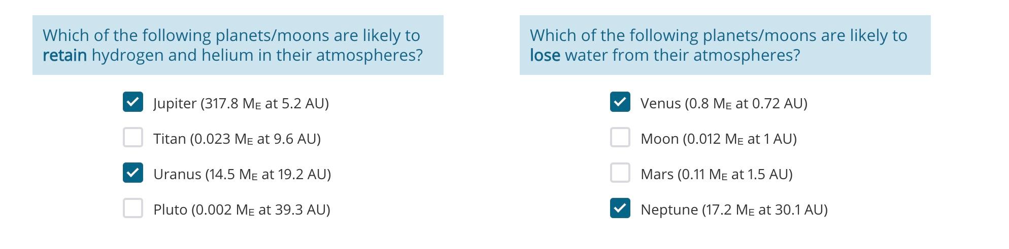 Solved Which of the following planets/moons are likely to | Chegg.com