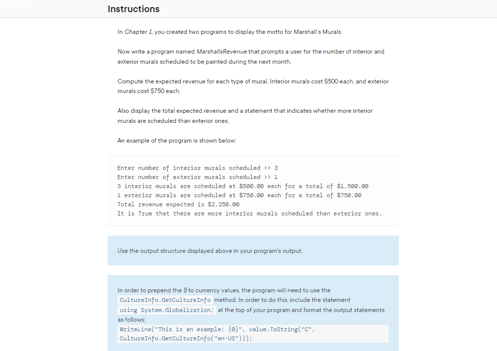 Solved Instructions In Chapter 1, you created two programs | Chegg.com