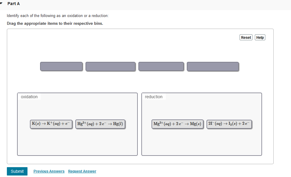 Solved Part A Identify each of the following as an oxidation