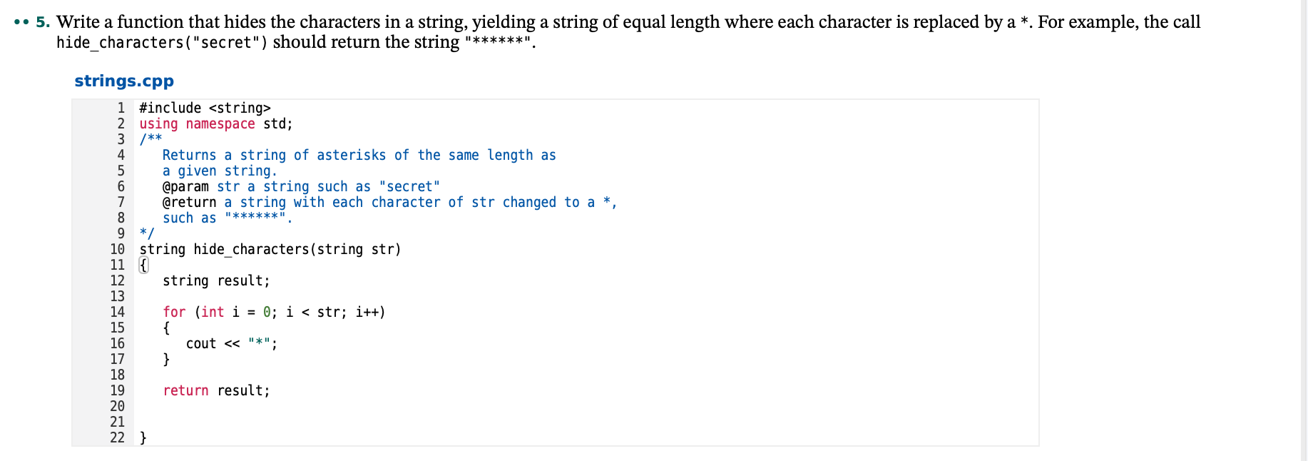 solved-5-write-a-function-that-hides-the-characters-in-a-chegg