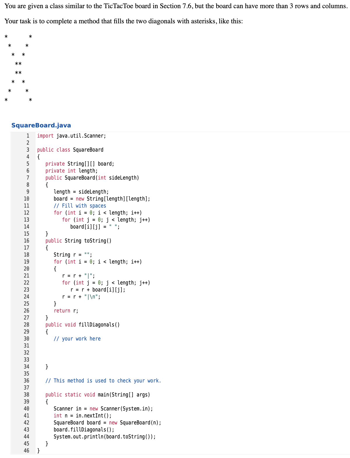 Solved You are given a class similar to the TicTacToe board | Chegg.com
