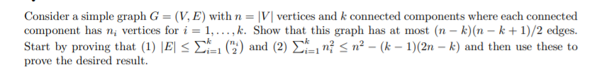 Solved Consider a simple graph G = (V, E) with n = |V| | Chegg.com