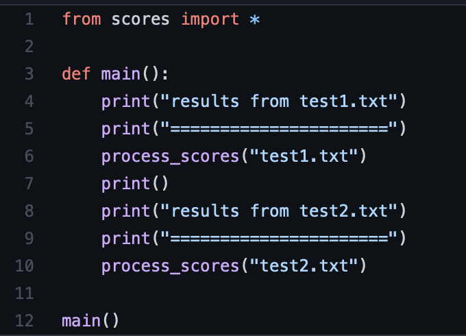 Solved Name your file scores.py and submit to CodePost, full | Chegg.com