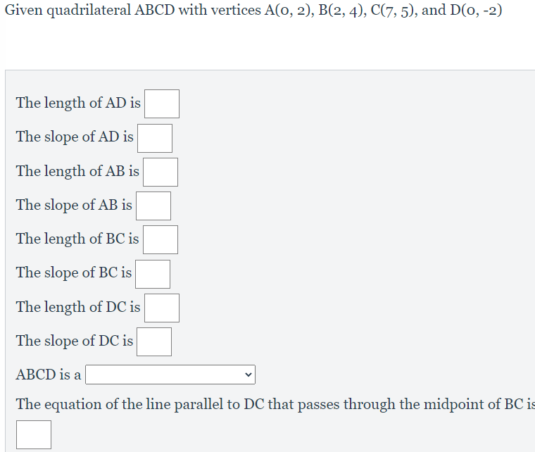 Solved Given quadrilateral ABCD with vertices A(0, 2), B(2, | Chegg.com