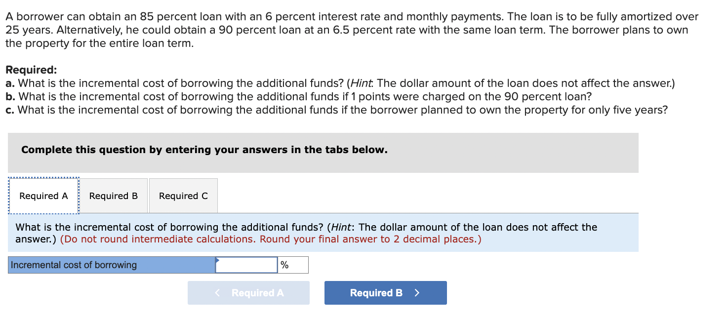 Solved A borrower can obtain an 85 percent loan with an 6 | Chegg.com