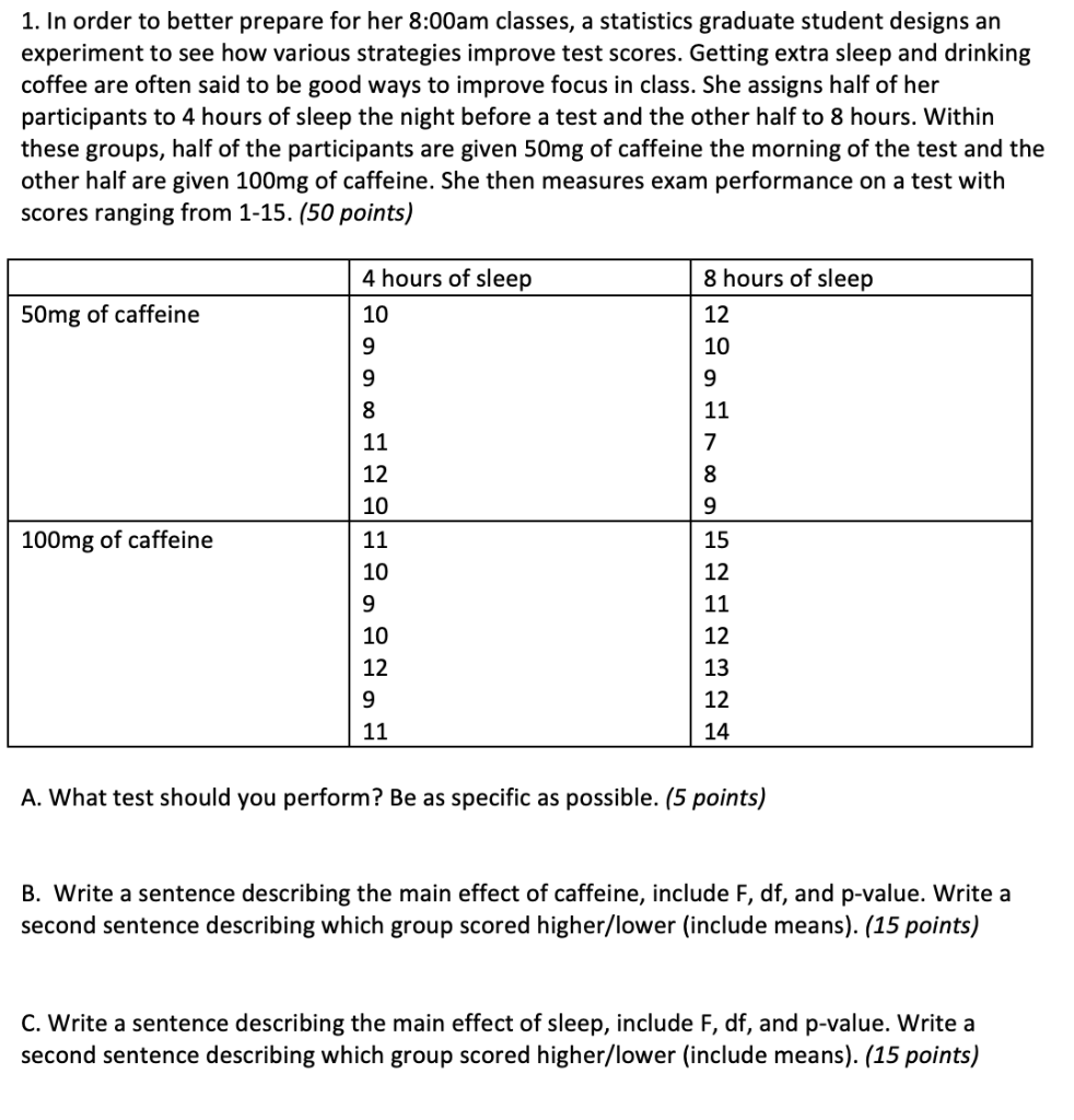 Solved 1. In order to better prepare for her 800am classes,