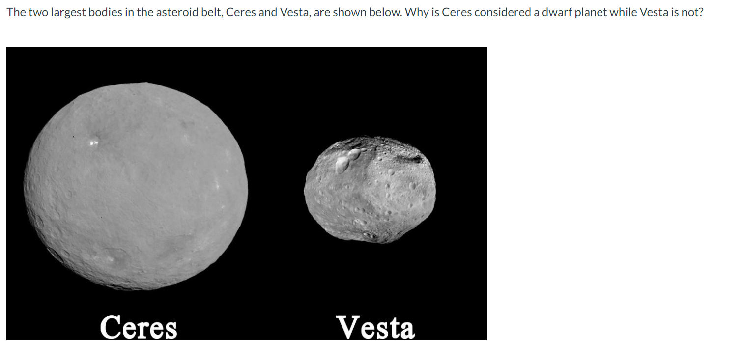 Solved The two largest bodies in the asteroid belt, Ceres