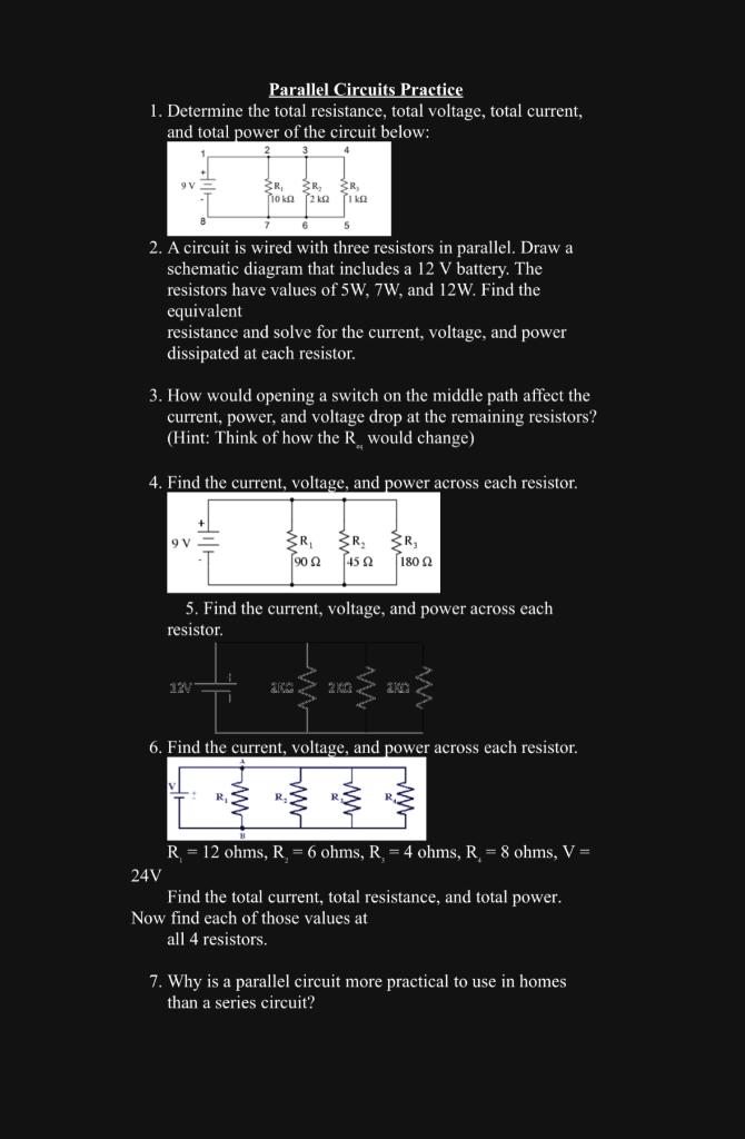 Solved 1. Determine The Total Resistance, Total Voltage, | Chegg.com