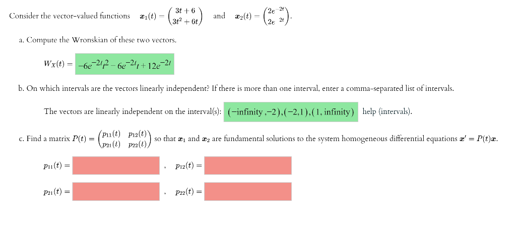 Solved Find A Matrix P T So That X1 And X2 Are Fundament Chegg Com