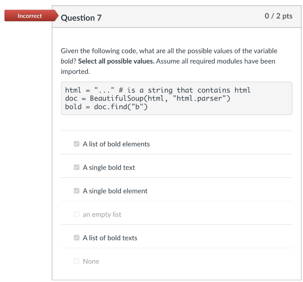 Solved Given the following code, select all of the | Chegg.com