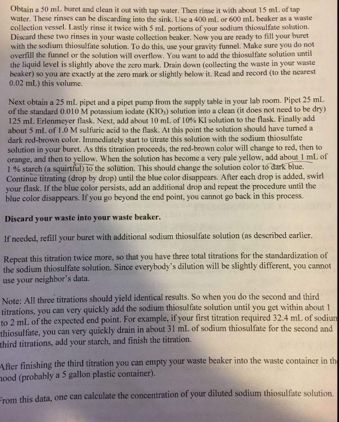 Solved Redox Titration Analysis of Bleach lab report