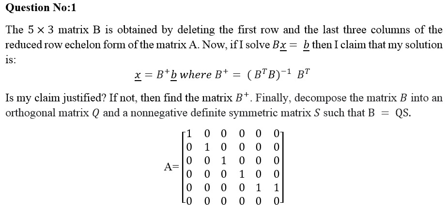 Solved The 5 3 matrix B is obtained by deleting the first Chegg