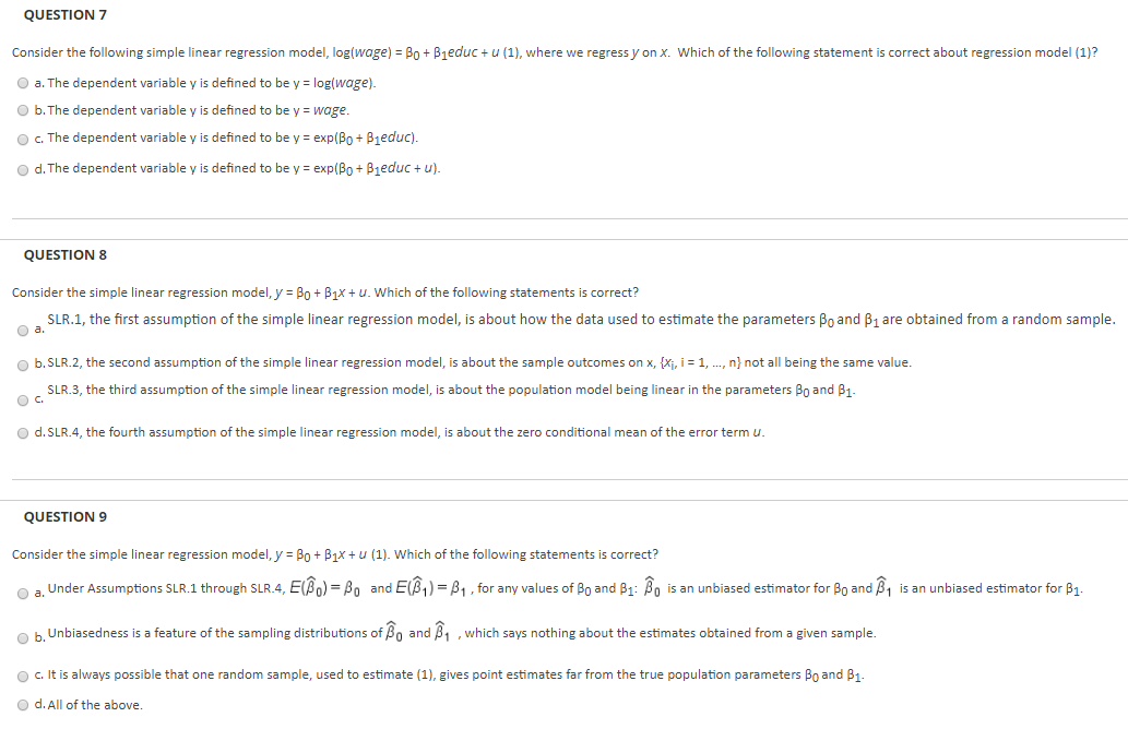 Solved QUESTION 1 Consider the following OLS regression line | Chegg.com