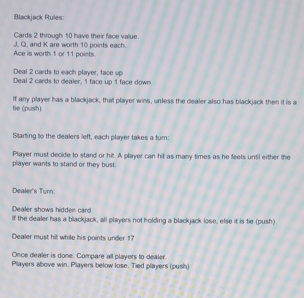Solved Blackjack Rules Cards 2 through 10 have their face