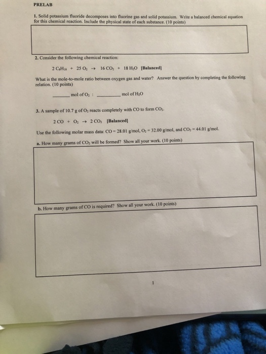 Solved PRELAB 1. Solid potassium fluoride into
