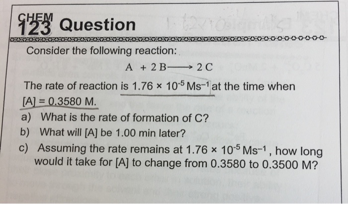 Solved Consider the following reaction: A + 2 B- rightarrow | Chegg.com