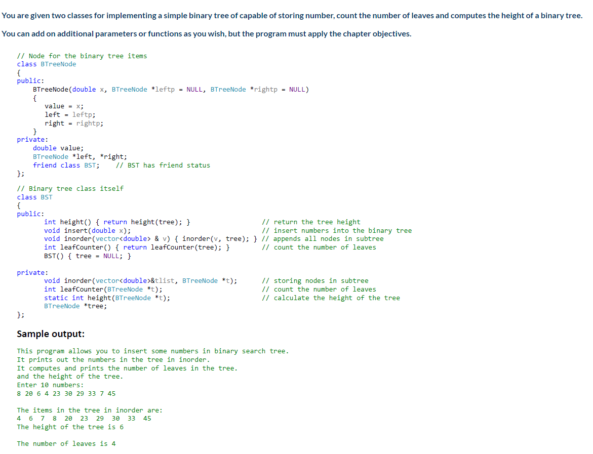 Solved You are given two classes for implementing a simple | Chegg.com