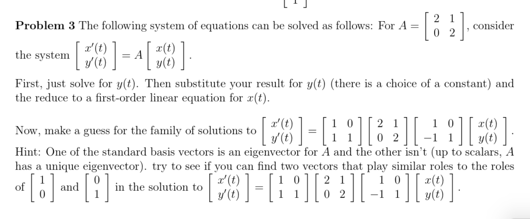 Solved [1] Problem 3 The following system of equations can | Chegg.com