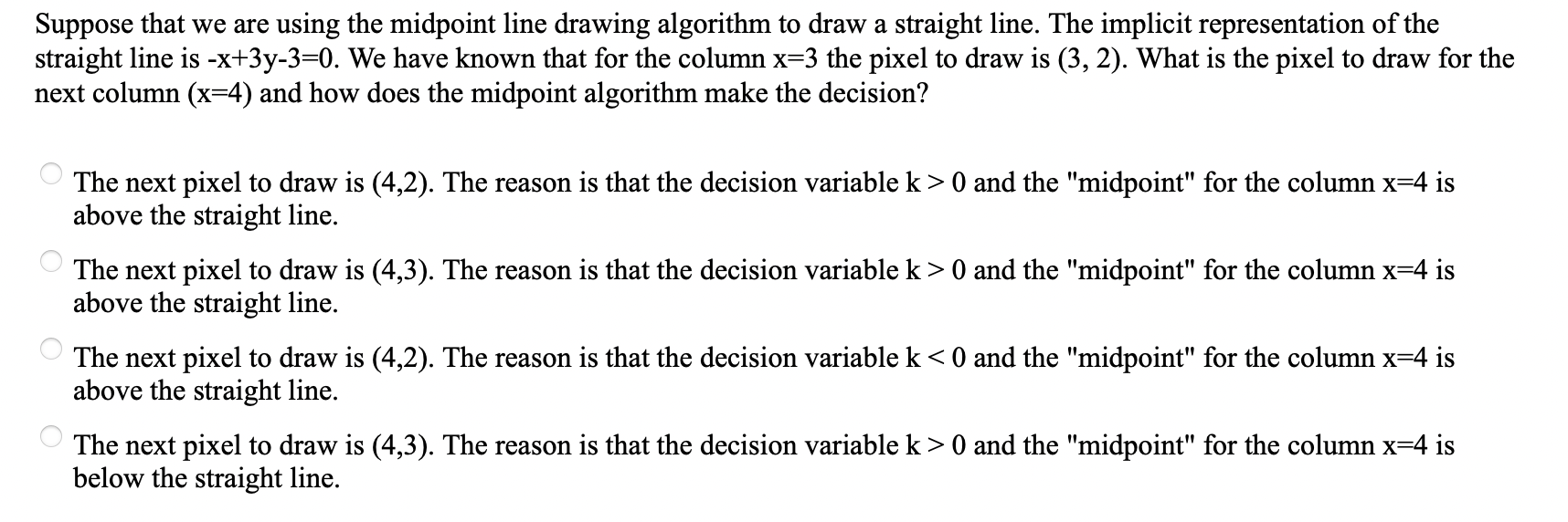 Solved Suppose that we are using the midpoint line drawing | Chegg.com