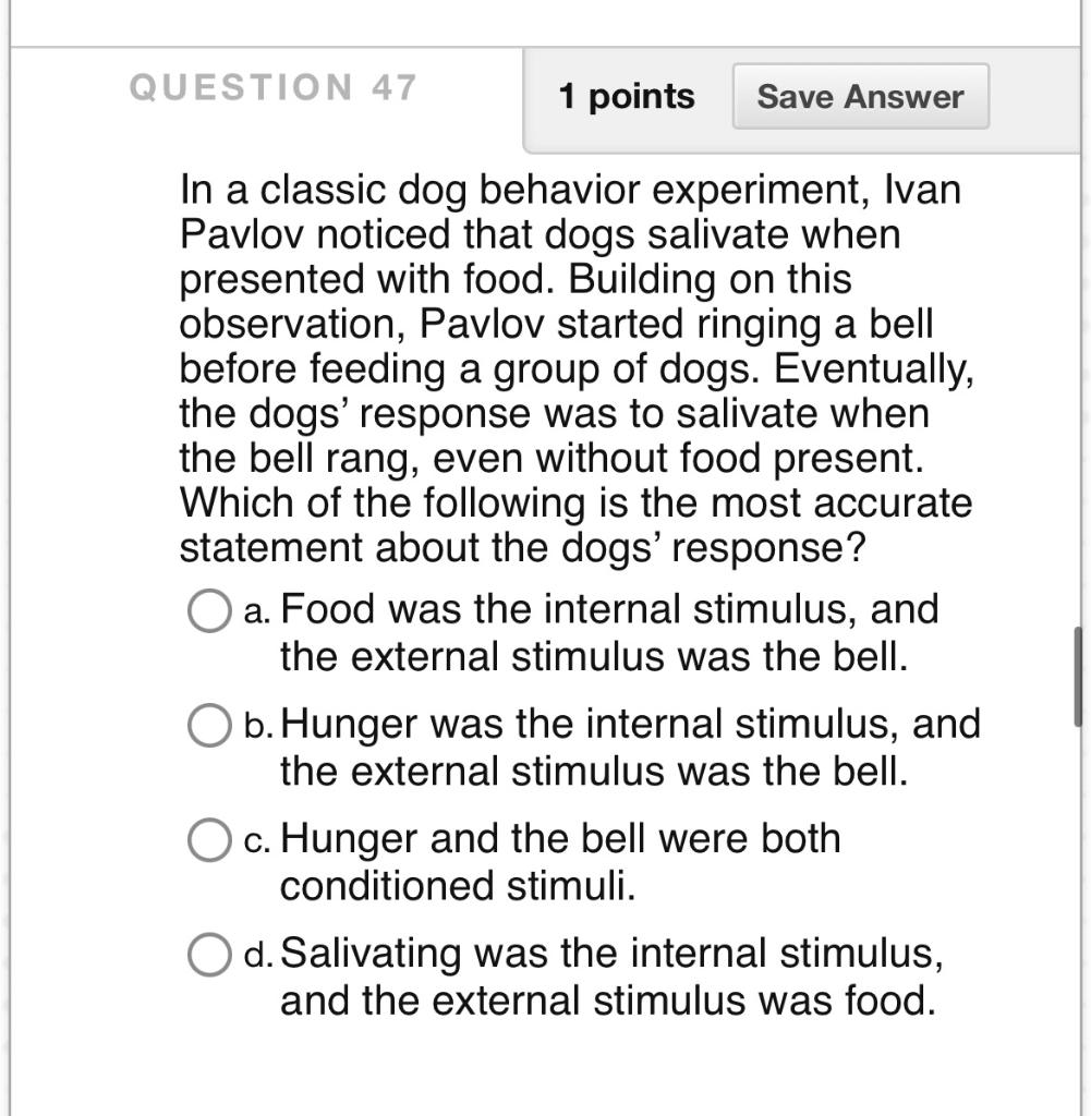 Solved In a classic dog behavior experiment Ivan Pavlov Chegg