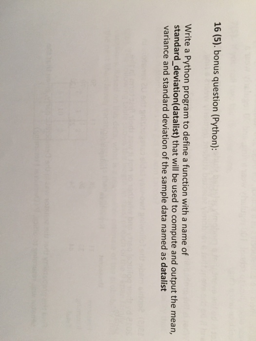Solved 16 (5). bonus question (Python): Write a Python | Chegg.com