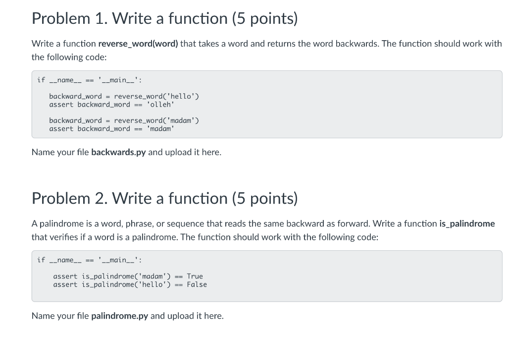 Solved Problem 1. Write a function (5 points) Write a | Chegg.com