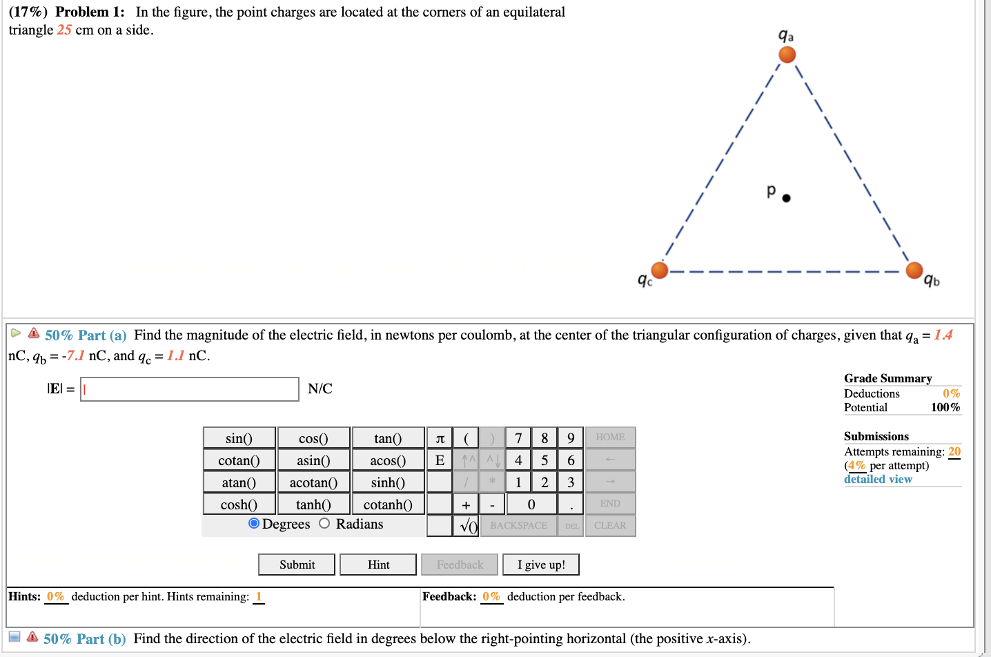 Solved (17%) Problem 1: In the figure, the point charges are | Chegg.com