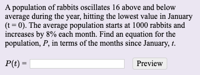 Solved A Population Of Rabbits Oscillates 34 Above And Below | Chegg.com