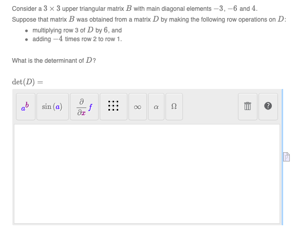 Solved Consider a 3×3 upper triangular matrix B with main | Chegg.com