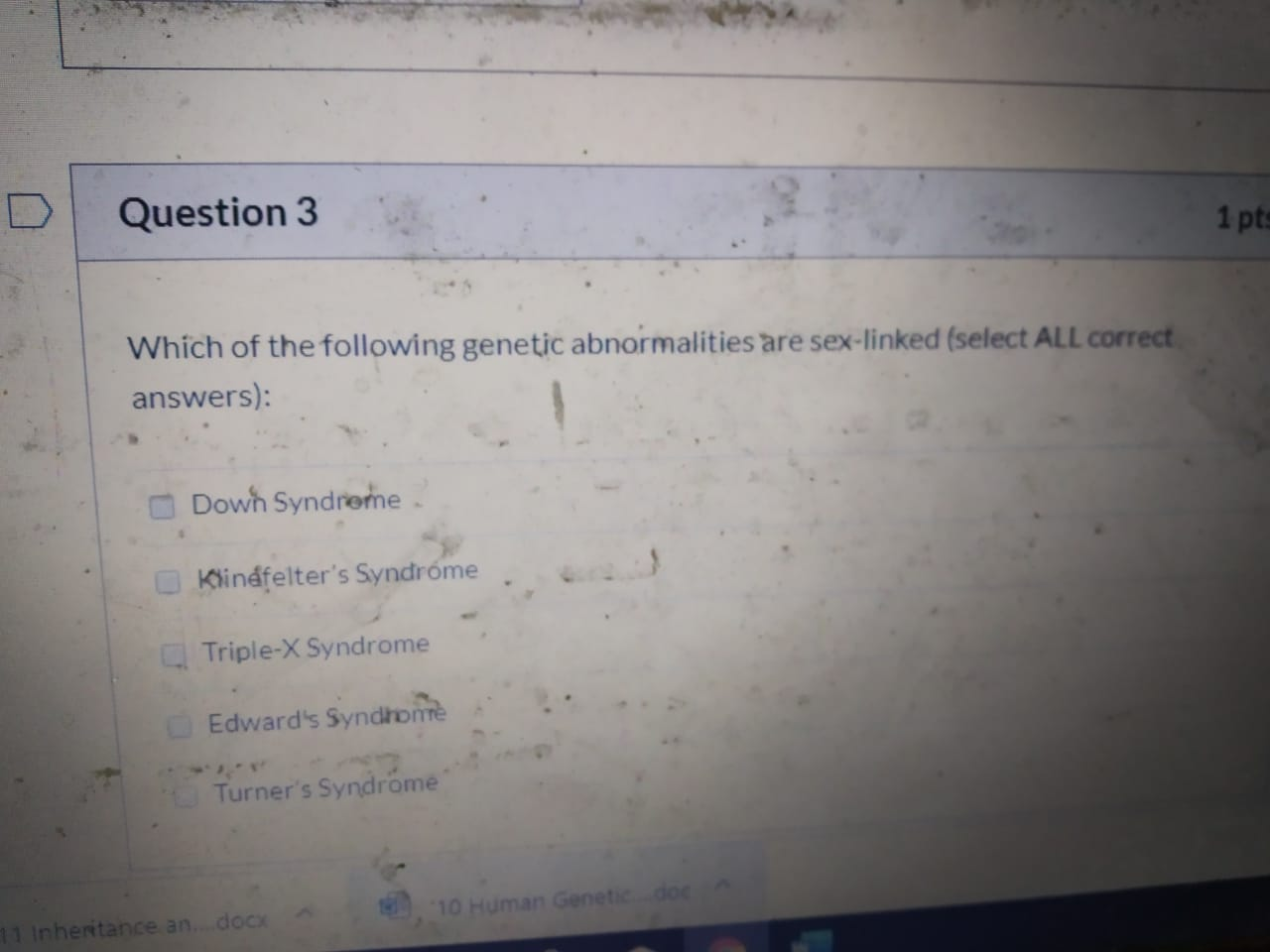 Solved Question 3 1 pts Which of the following genetic | Chegg.com