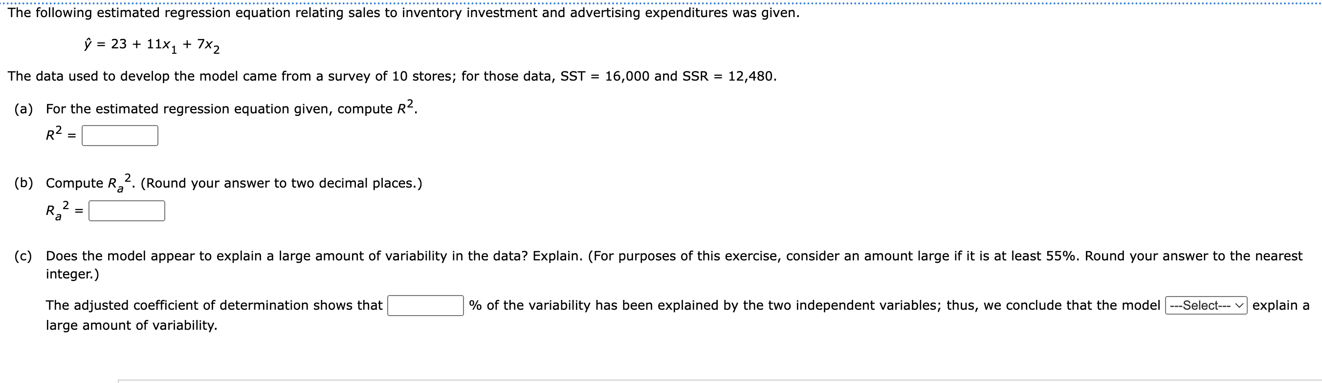 Solved The following estimated regression equation relating | Chegg.com