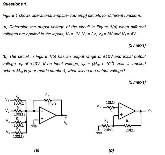 Solved Questions 1. Figure 1 Shows Operational Amplifier | Chegg.com