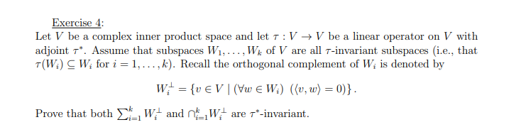 Solved Exercise 4: Let V be a complex inner product space | Chegg.com
