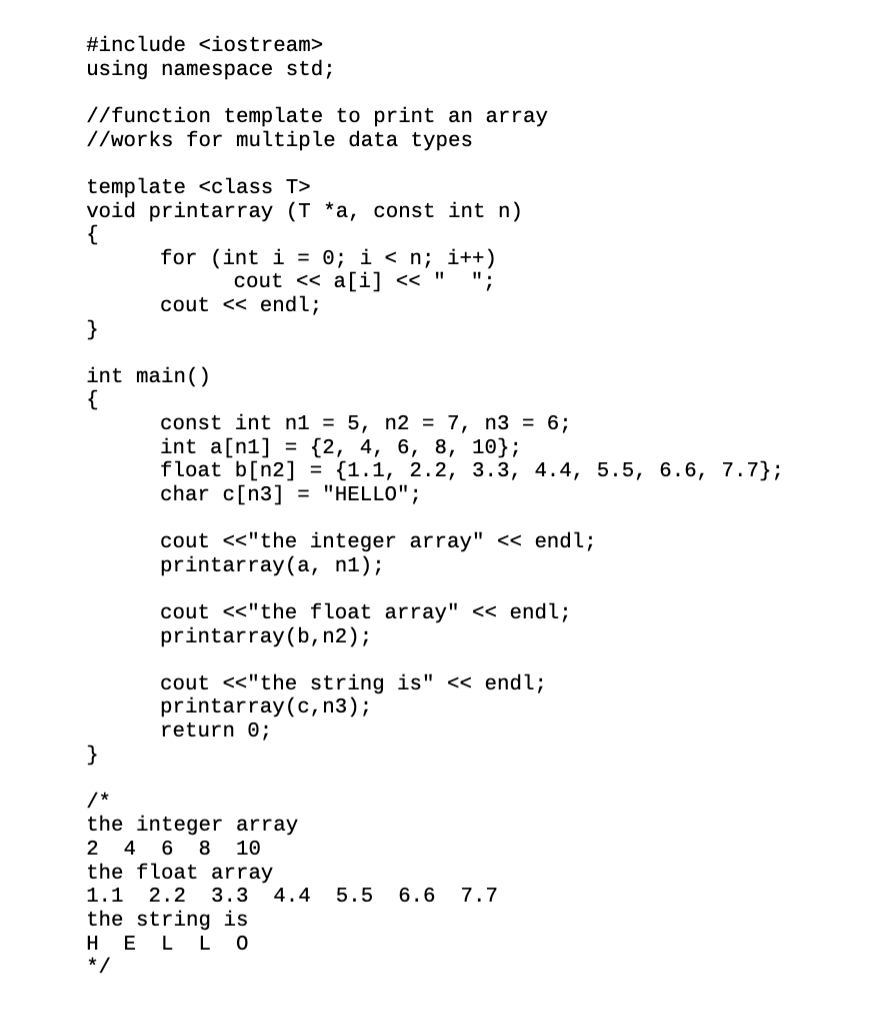 Solved Program 2: Modify arrtemp.cpp by removing the | Chegg.com