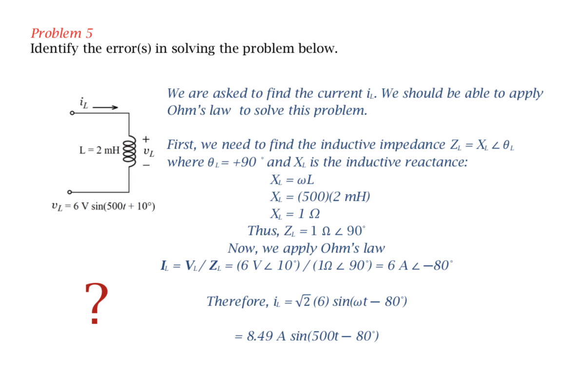Solved Problem 5 Identify the error(s) in solving the | Chegg.com