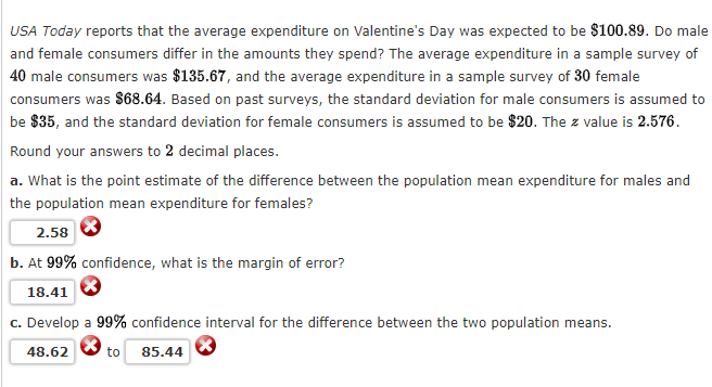 Solved USA Today Reports That The Average Expenditure On | Chegg.com