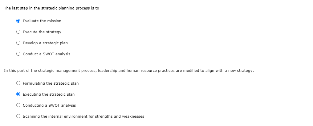 Solved The last step in the strategic planning process is to | Chegg.com