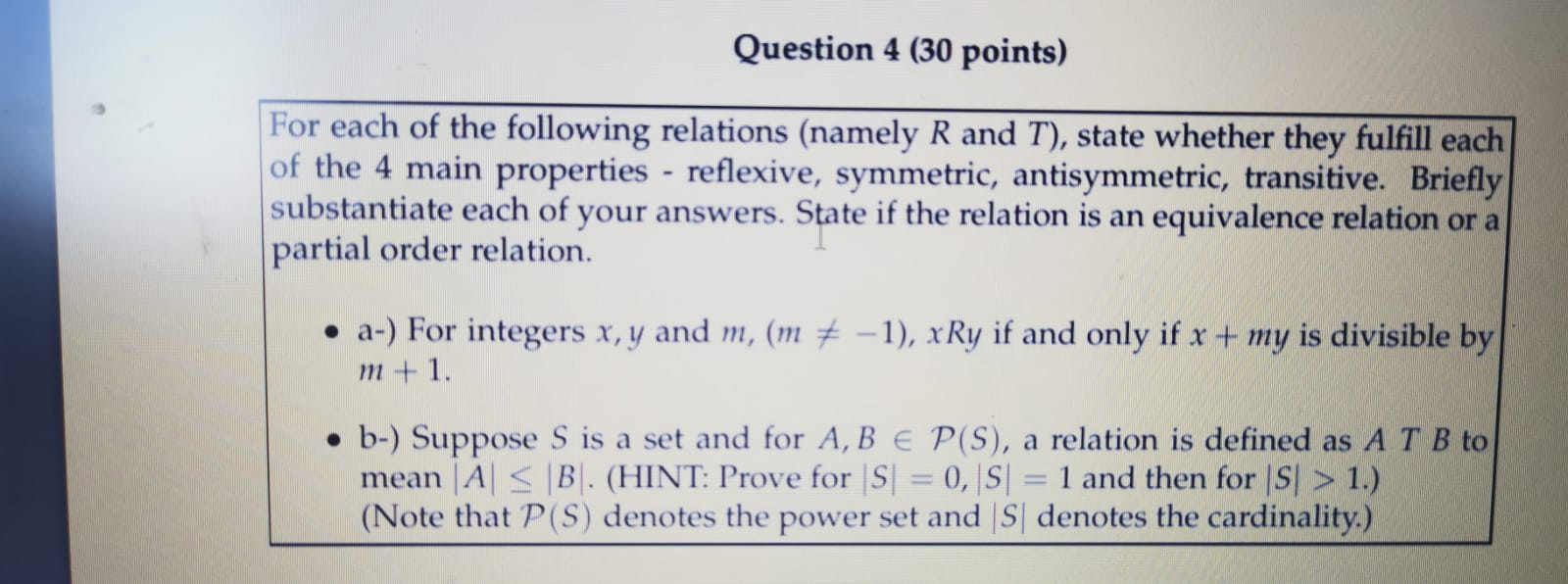 Solved Question 4 (30 points) For each of the following | Chegg.com