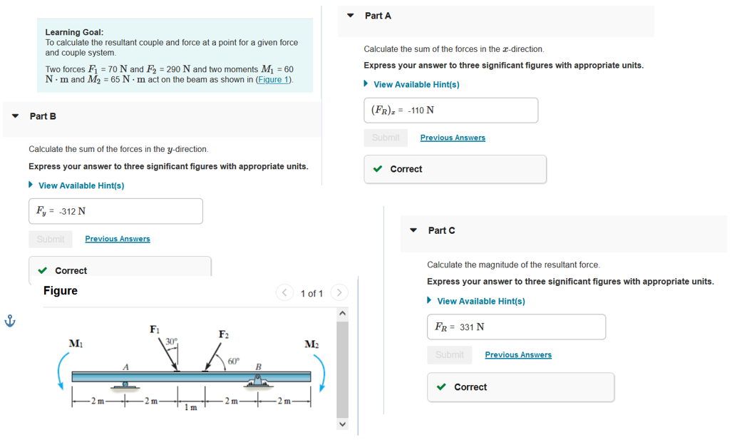 Solved Learning Goal: To calculate the resultant couple and | Chegg.com