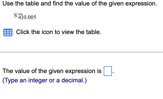 Solved Use the table and find the value of the given | Chegg.com