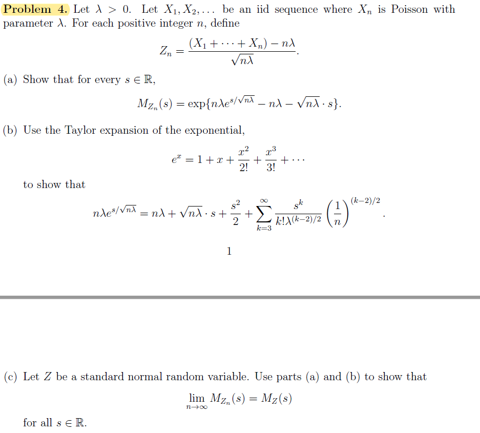 Solved Problem 4. Let > 0. Let X1, X2, ... be an id sequence | Chegg.com